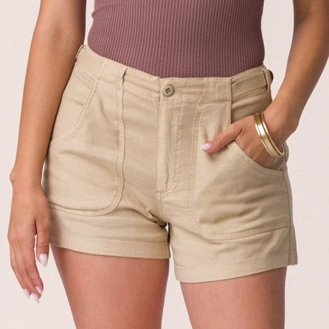 Classic Comfort Linen Shorts Khaki